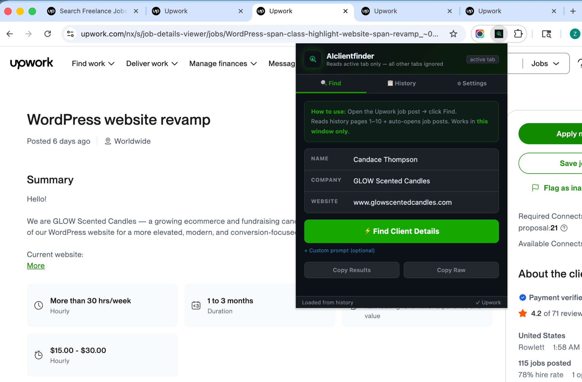 AIClientFinder result for WordPress Website Revamp